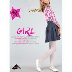 Girl 40 (6-8, bianco) Полупрозрачные эластичные колготки для девочек 40 ден с усиленным мыском и комфортными швами, 87% полиамид, 13% эластан